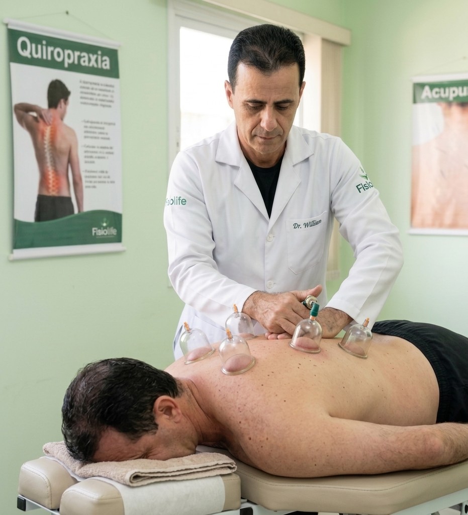 Dr William realizando avaliação clínica para dor na coluna