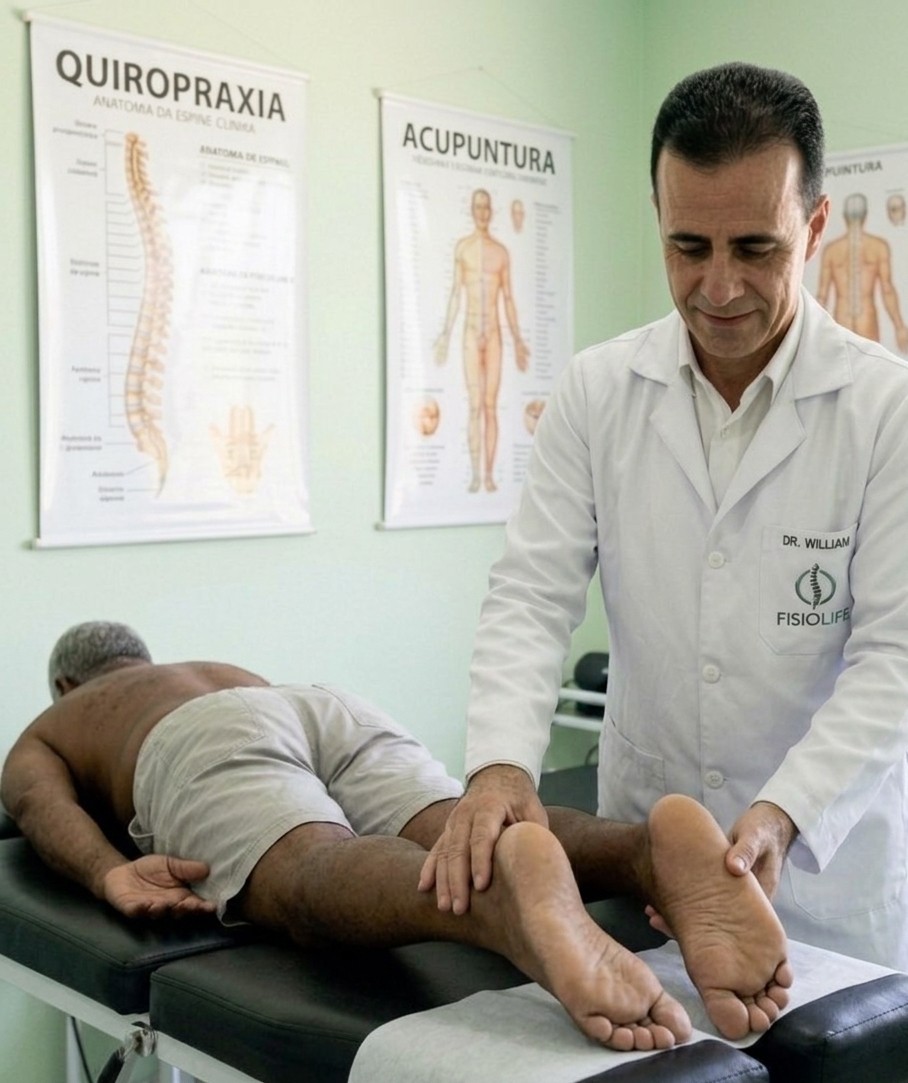 Sala de atendimento de quiropraxia para tratamento da coluna